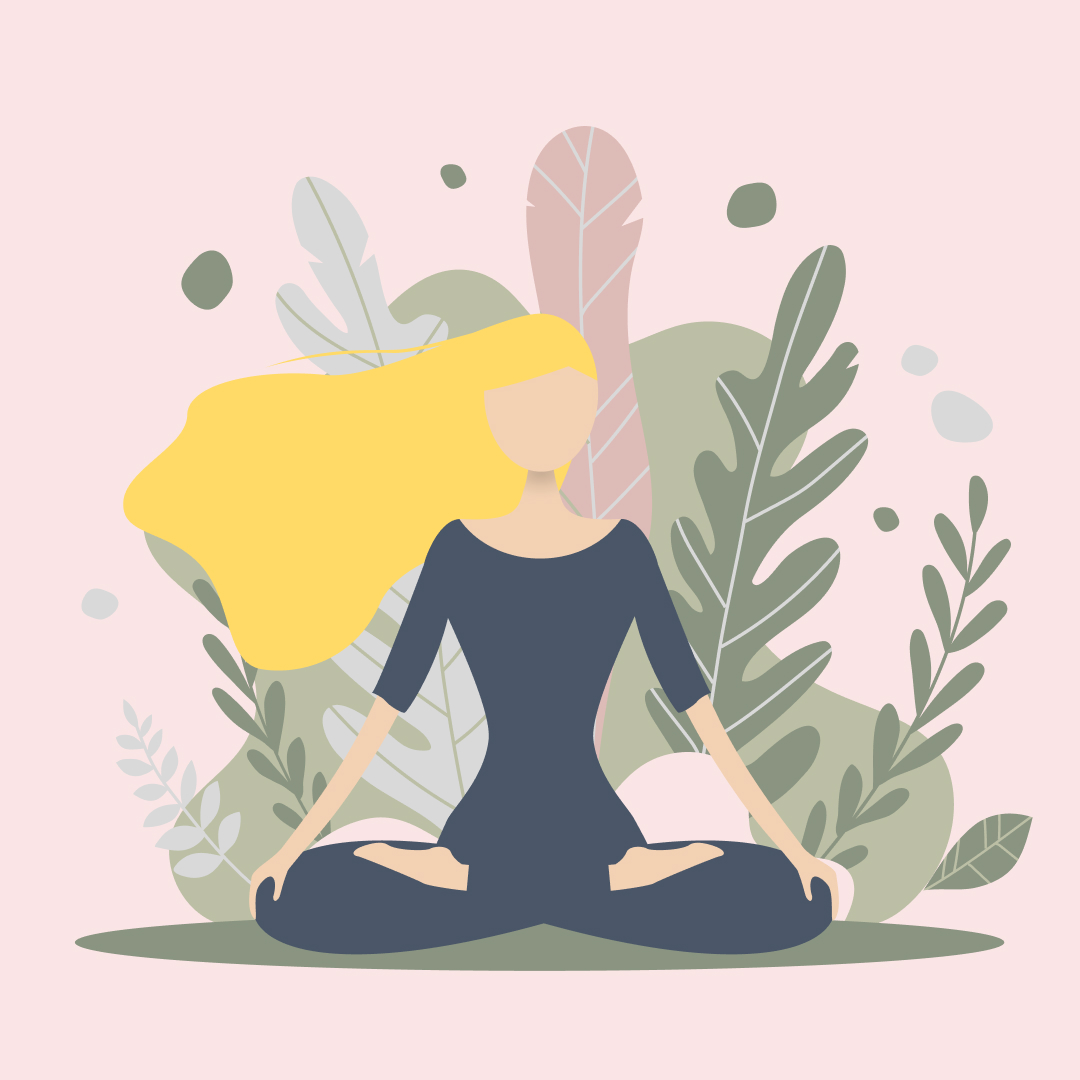 Illustration bien-être d'une femme faisant du yoga au studio La Source Naturopathe